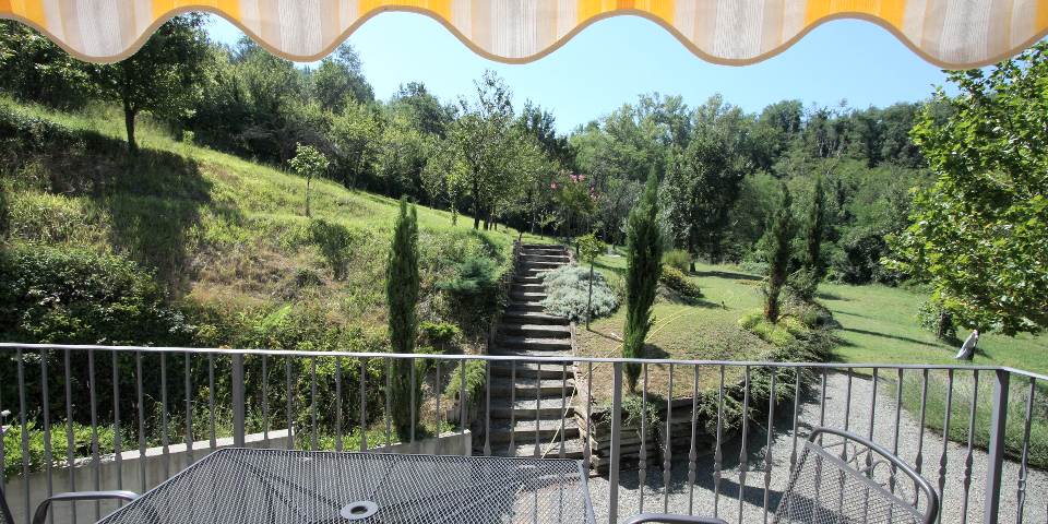 
			Der Blick von der Terrasse der Ferienwohnung im ersten Stock
			